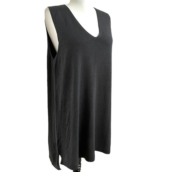 Eileen Fisher Top Sz M Charcoal Tencel Knit Tunic Lagenlook Minimalist Office - Picture 3 of 16